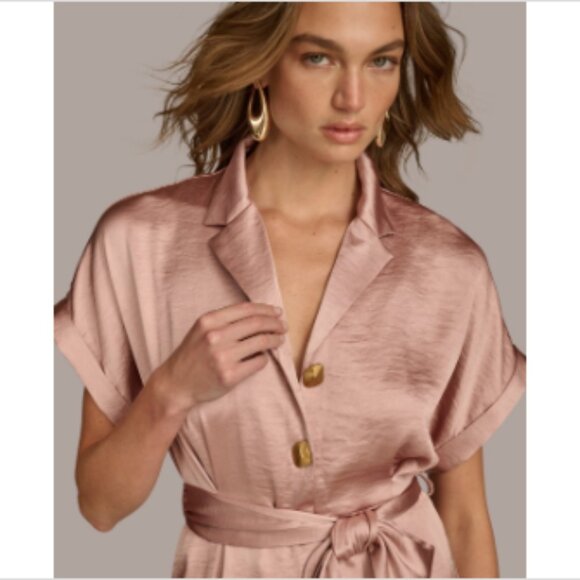Donna Karan New York Women's Belted Jumpsuit - Rose - Picture 3 of 3